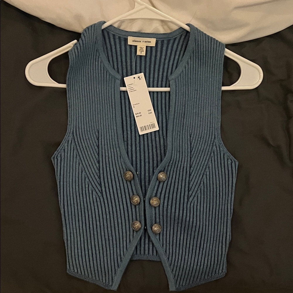 Urban Outfitters Blue Ribbed Crop Top